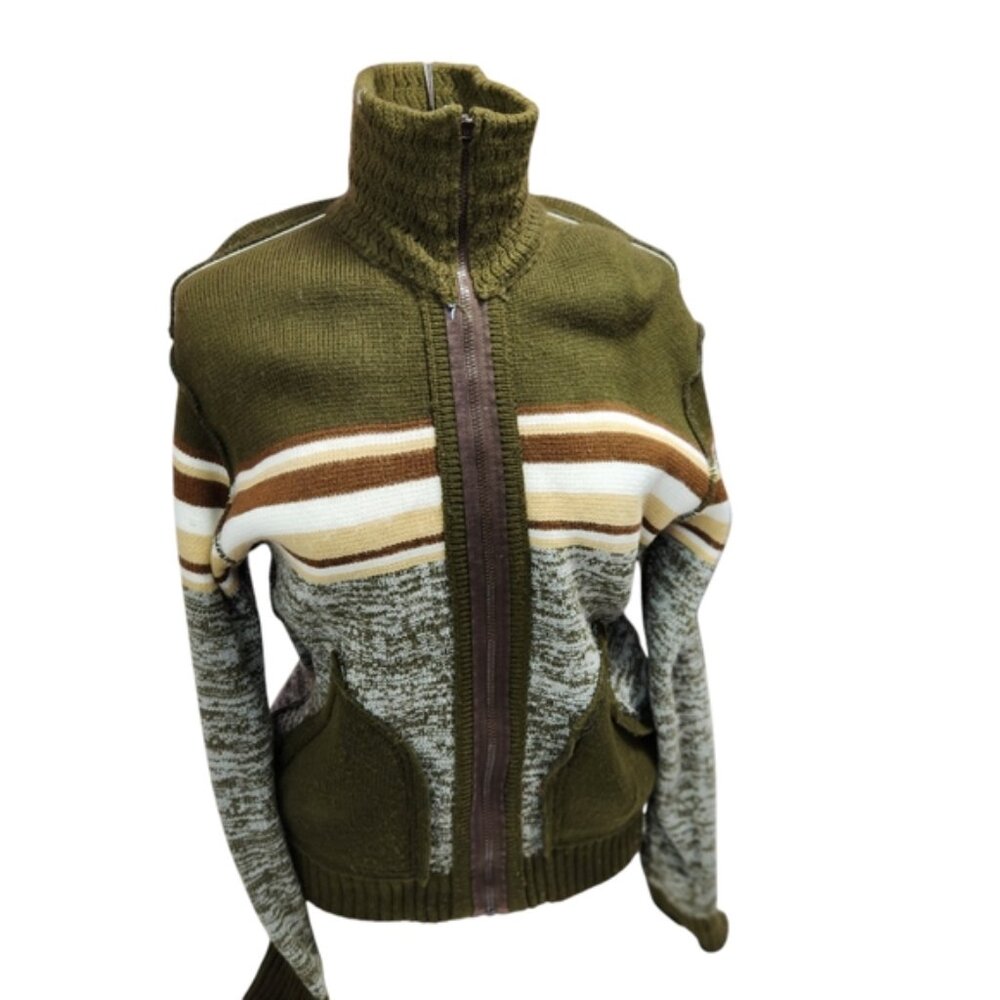 St. Laurents vintage Olive Green and Gray Men's Sweater Size medium - Picture 3 of 9